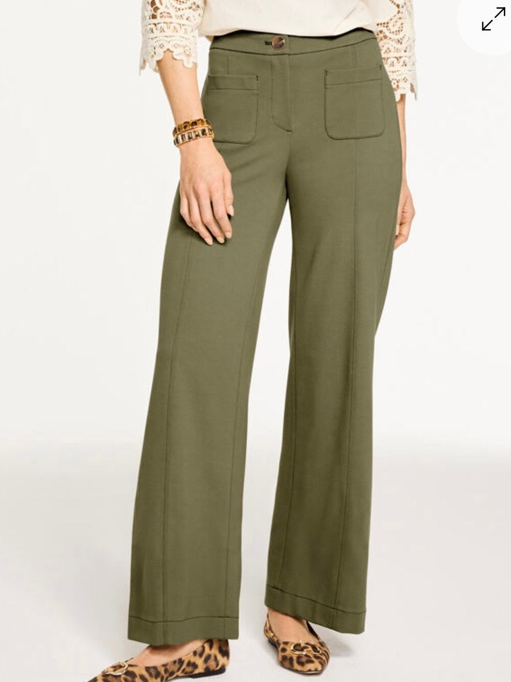 Talbots Wide Leg Ponte Pant Green 22W